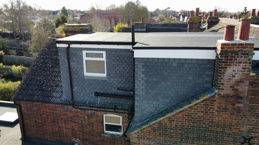 Exterior view of L-shape dormer loft conversion in Hitchin
