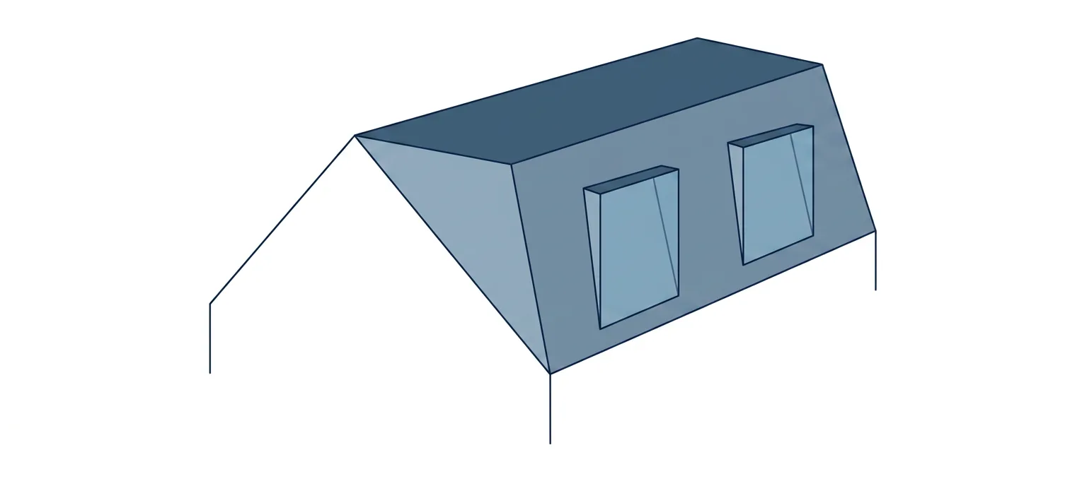 Illustration of a rear mansard loft conversion with dormer windows